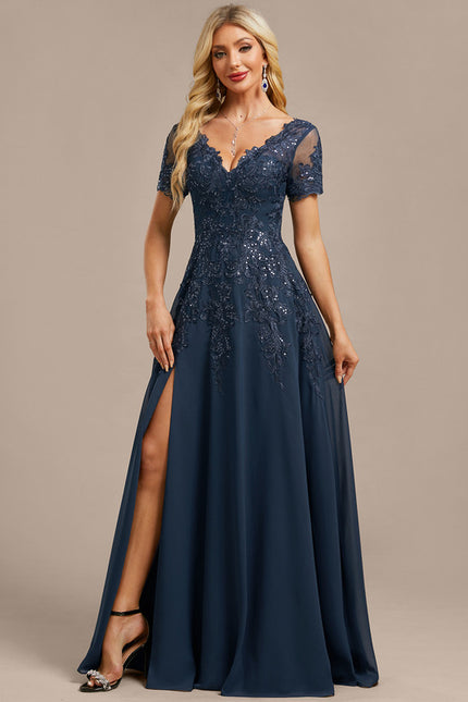 Robe Longue Portefeuille Bleu Marine - gallery 5