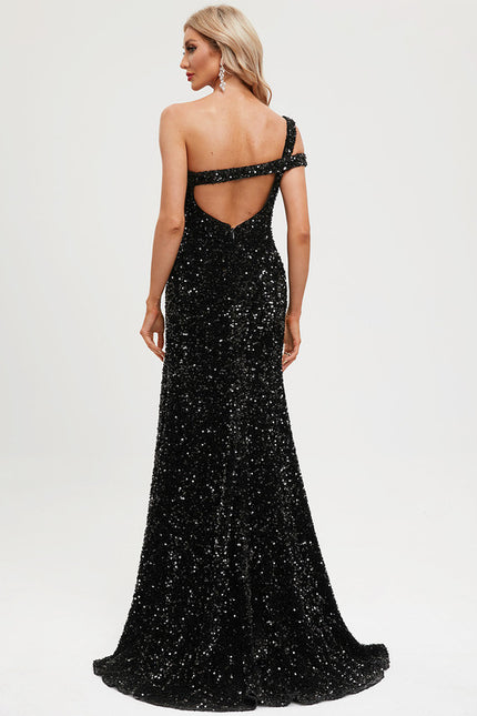 Robe Portefeuille Pailletée Noire - gallery 5