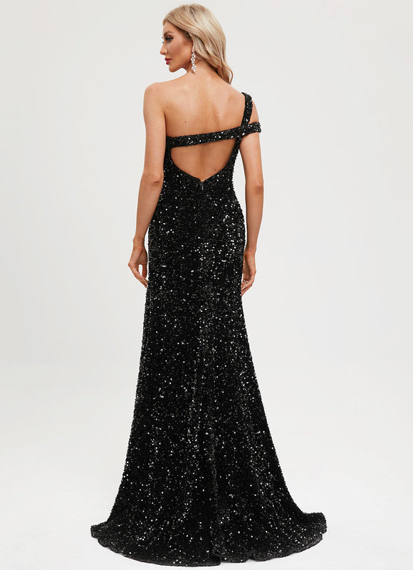 Robe Portefeuille Pailletée Noire - gallery 5