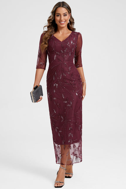 Robe Portefeuille Bordeaux Brodée - gallery 1