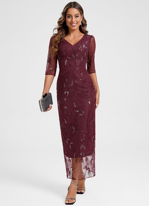 Robe Portefeuille Bordeaux Brodée - gallery 1