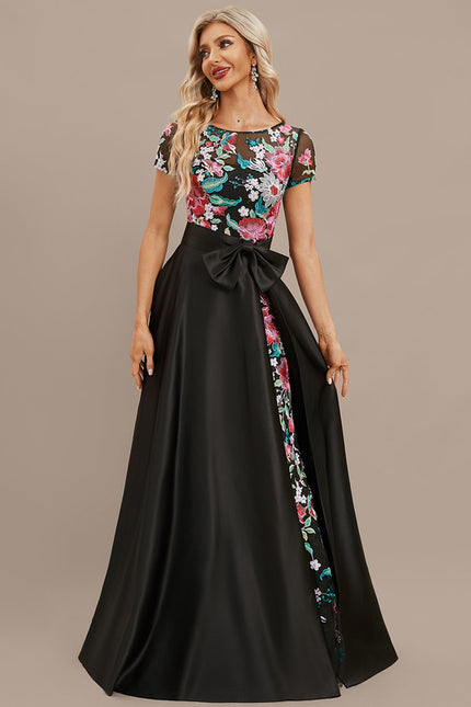 Robe Portefeuille Satinée Fleurie - gallery 2