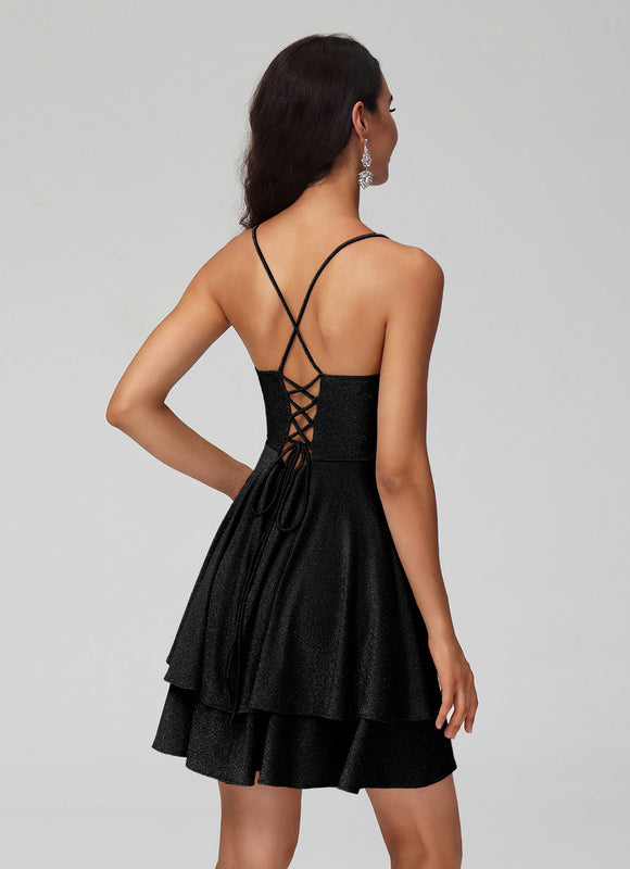 Robe Portefeuille Pailletée Argentée - gallery 4