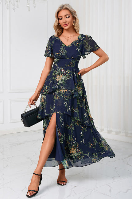 Robe Portefeuille Maxi Florale Bordeaux - gallery 8
