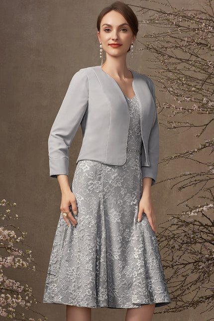 Robe Portefeuille Grise Florale - gallery 3