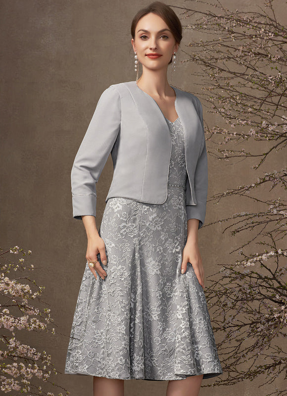 Robe Portefeuille Grise Florale - gallery 3