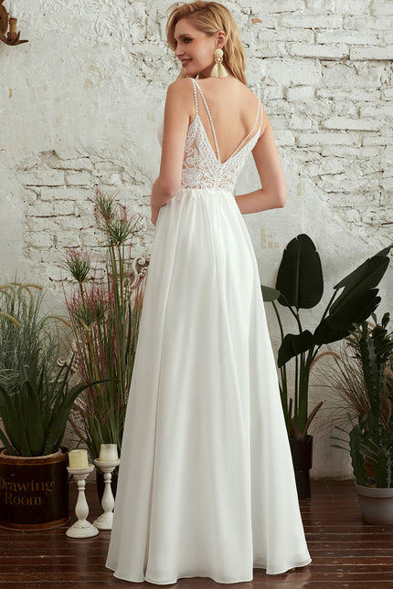 Robe Portefeuille Éthérée Blanche - gallery 4