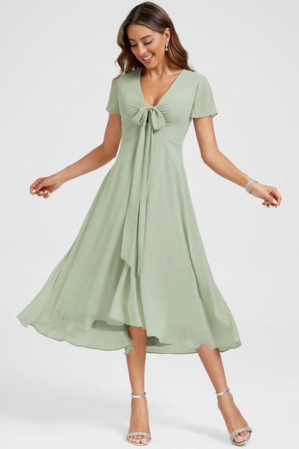 Robe Portefeuille Fluide Verte - gallery 4