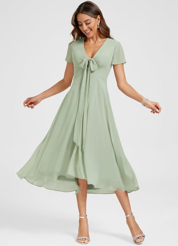 Robe Portefeuille Fluide Verte - gallery 4
