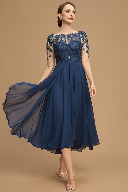 Robe Portefeuille Évasée Marine