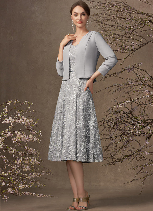 Robe Portefeuille Grise Florale - gallery 1