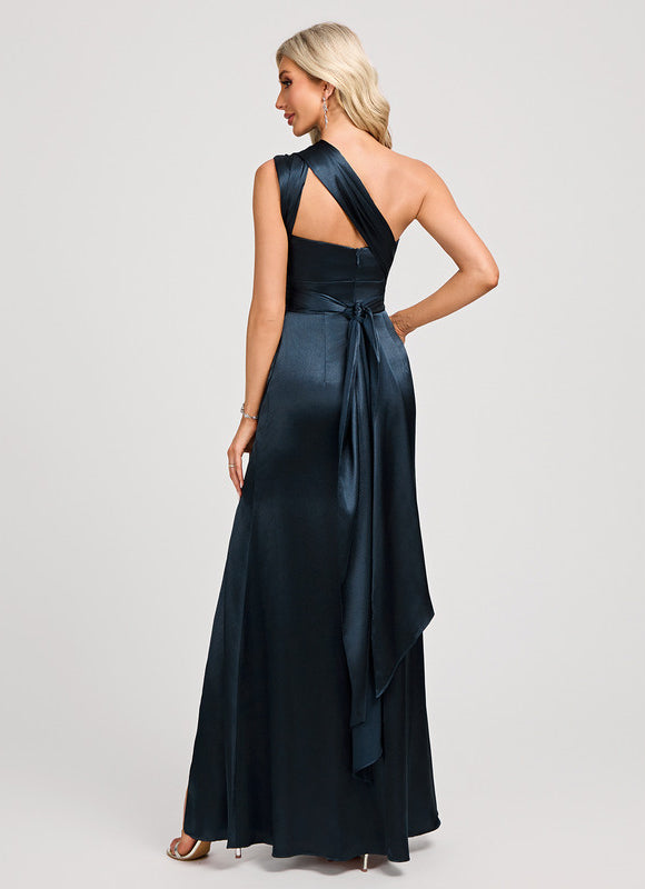 Robe Portefeuille Satin Bleu Nuit - gallery 9