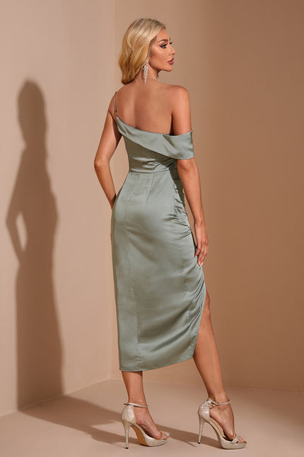 Robe Portefeuille Satin Vert - gallery 1