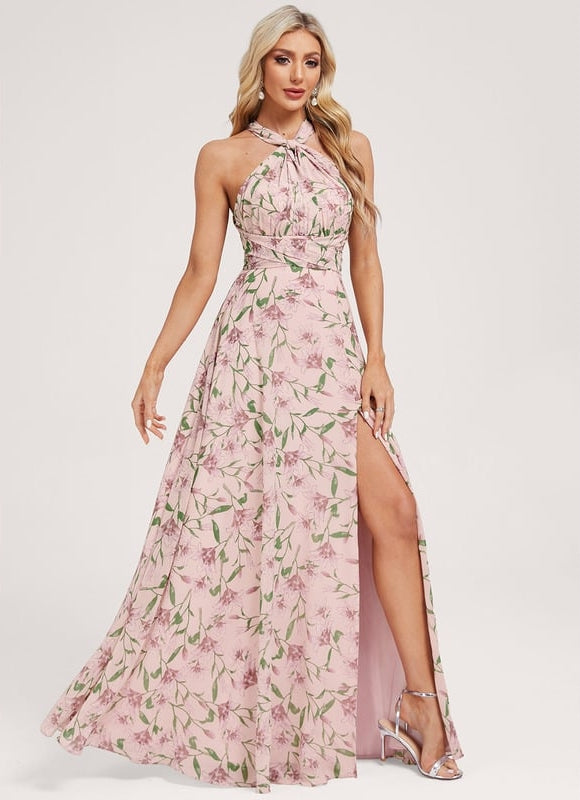 Robe Portefeuille Fleurie Poudrée - gallery 6