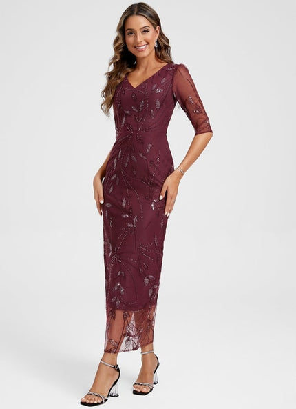 Robe Portefeuille Bordeaux Brodée