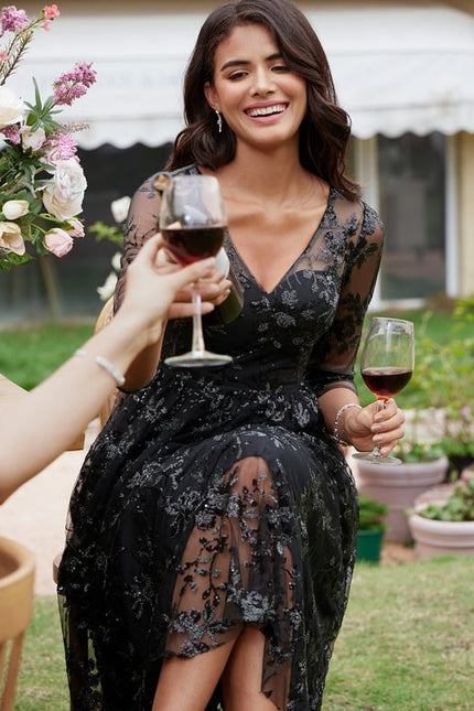 Robe Portefeuille Noire Étoilée - gallery 7