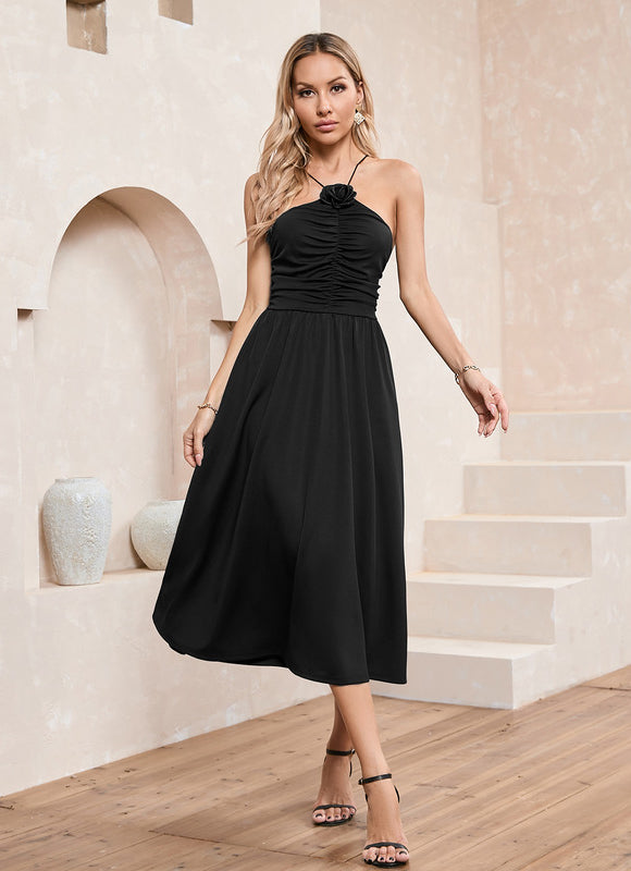 Robe Portefeuille Noire Évasée - gallery 3