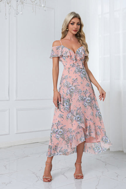 Robe Portefeuille Fleurie Noire - gallery 6