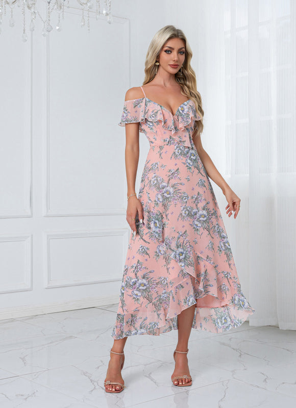 Robe Portefeuille Fleurie Noire - gallery 6