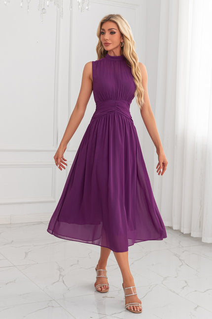 Robe Portefeuille Plissée Violet Chic - gallery 3