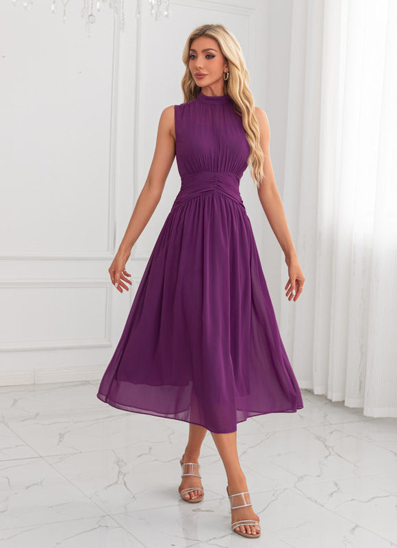 Robe Portefeuille Plissée Violet Chic - gallery 3