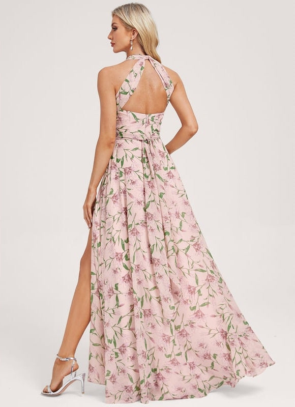 Robe Portefeuille Fleurie Poudrée - gallery 4