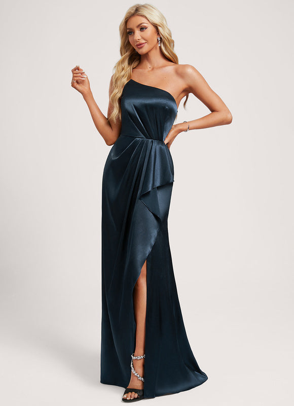 Robe Portefeuille Satin Drapée - gallery 2