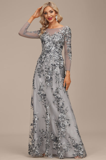 Robe Portefeuille Florale Grise - gallery 6