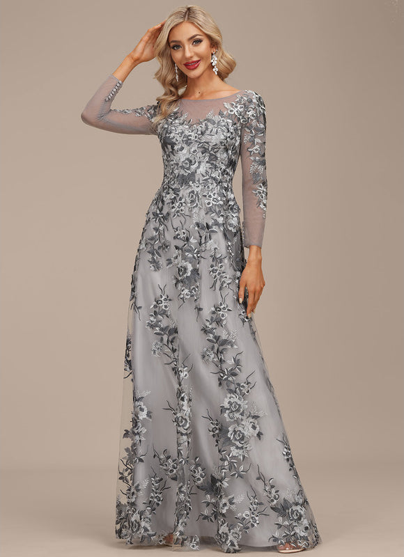 Robe Portefeuille Florale Grise - gallery 6