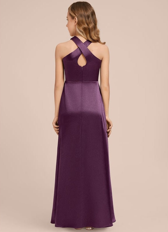 Robe Portefeuille Satinée Prune - gallery 4