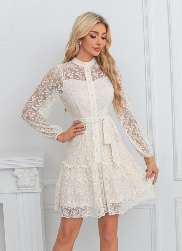 Robe Portefeuille Courte Chic Dentelle
