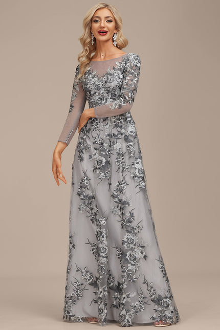 Robe Portefeuille Florale Grise - gallery 5
