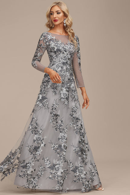 Robe Portefeuille Florale Grise