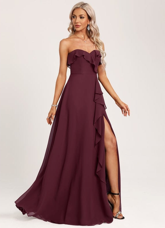 Robe Portefeuille Flottante Bordeaux - gallery 2