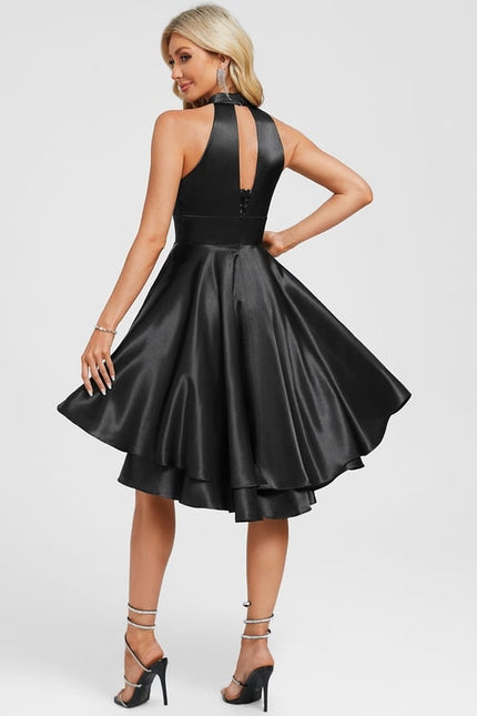 Robe Portefeuille Satin À Volants - gallery 5