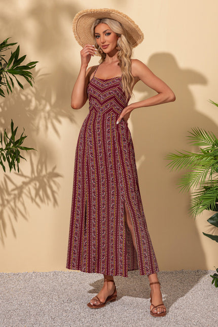 Robe Portefeuille Maxi Bordeaux Rayée - gallery 5