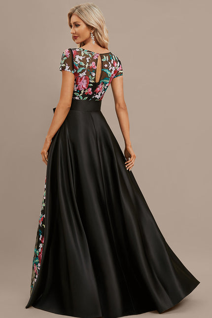 Robe Portefeuille Satinée Fleurie - gallery 4