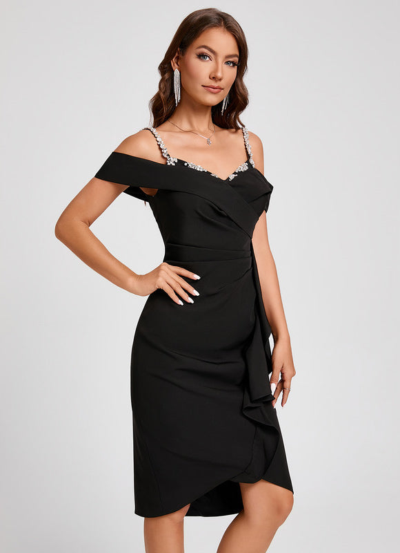 Robe Portefeuille Noir Couture Chic - gallery 4