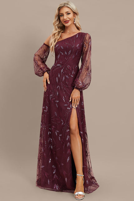 Robe Portefeuille Bordeaux Pailletée - gallery 2