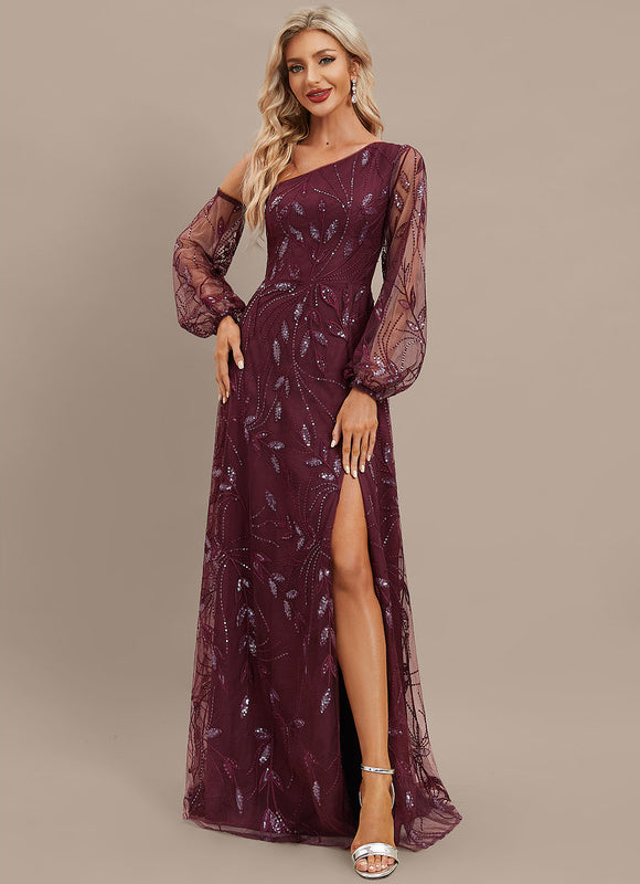 Robe Portefeuille Bordeaux Pailletée - gallery 2