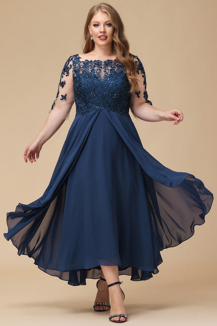 Robe Portefeuille Évasée Marine - gallery 8