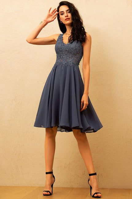 Robe Portefeuille Aérienne Bleu - gallery 5