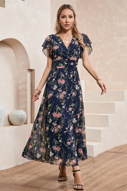 Robe Portefeuille Florale Navy - gallery 6