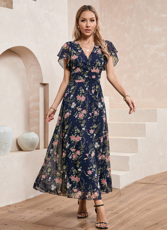 Robe Portefeuille Florale Navy - gallery 6