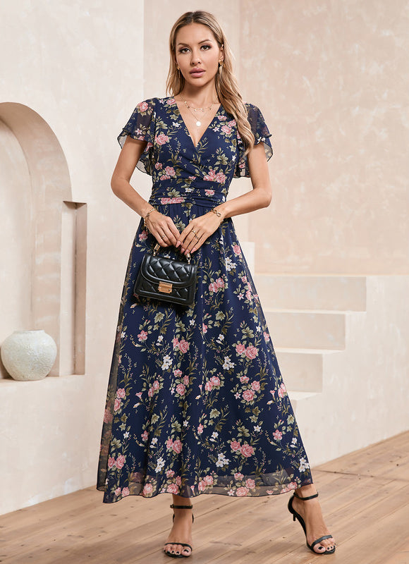 Robe Portefeuille Florale Navy - gallery 5
