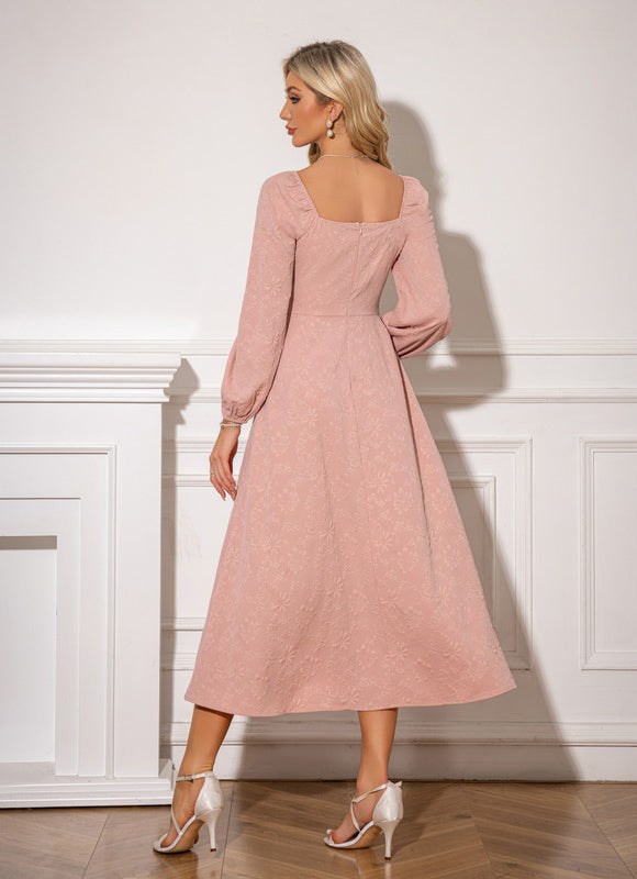 Robe Portefeuille Midi Rose Élégante - gallery 2