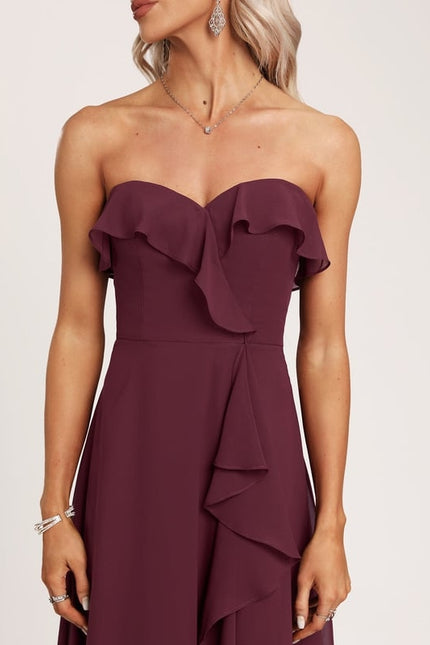 Robe Portefeuille Flottante Bordeaux - gallery 1