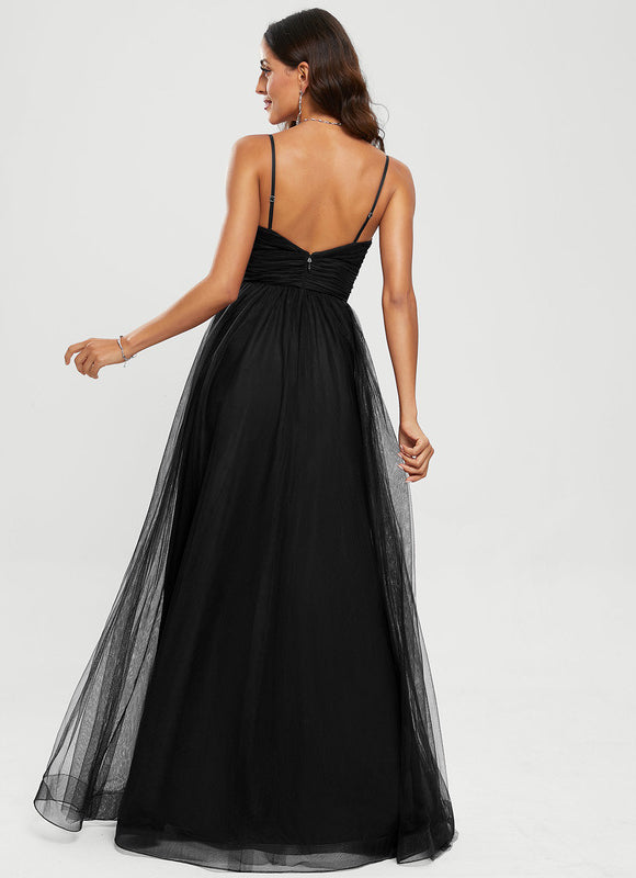 Robe Portefeuille Tulle Noir Chic - gallery 2