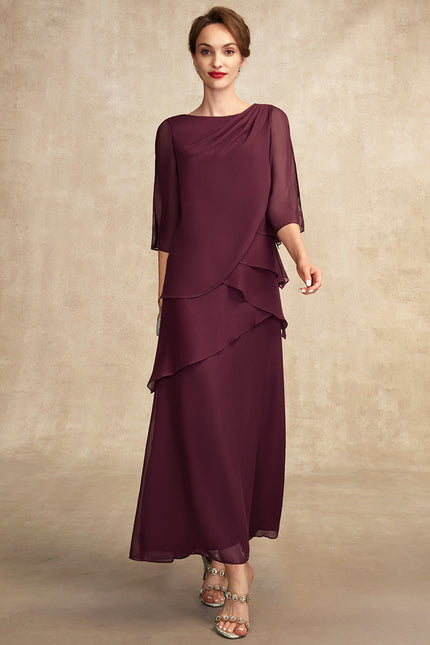 Robe Portefeuille Mousseline Prune - gallery 4