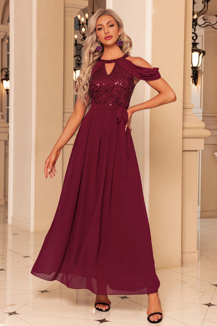 Robe Portefeuille Bordeaux Scintillante